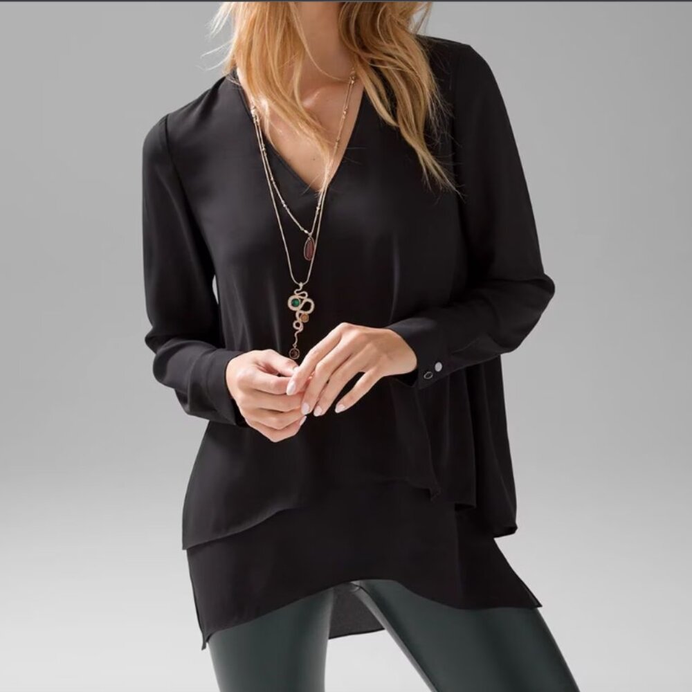 White House Black Market black high-low tunic size L